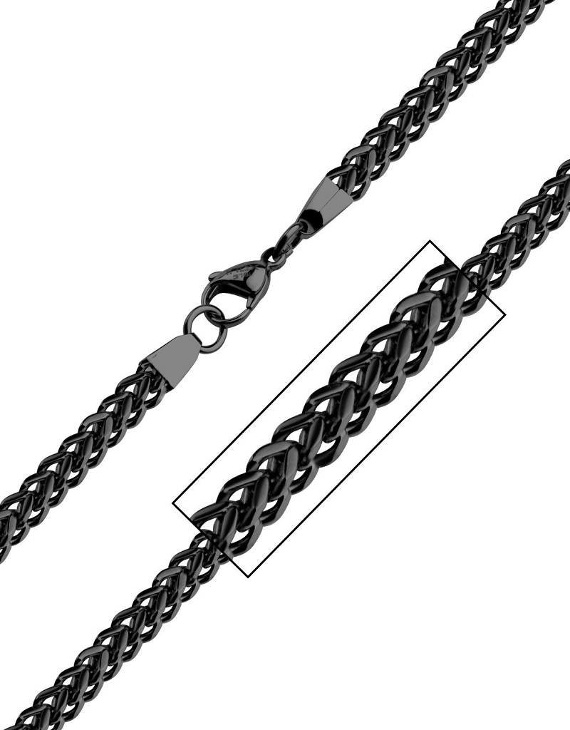 Stainless Steel 4.5mm Black Franco Chain Necklace