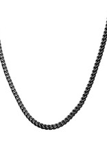 Stainless Steel 4.5mm Black Franco Chain Necklace