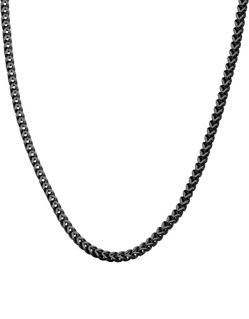 Stainless Steel 4.5mm Black Franco Chain Necklace