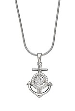 Sterling Silver Anchor with Dancing CZ Necklace 18"