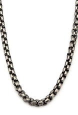 Men's 8mm Gunmetal Finish Stainless Steel Round Box Chain Link Necklace 24"