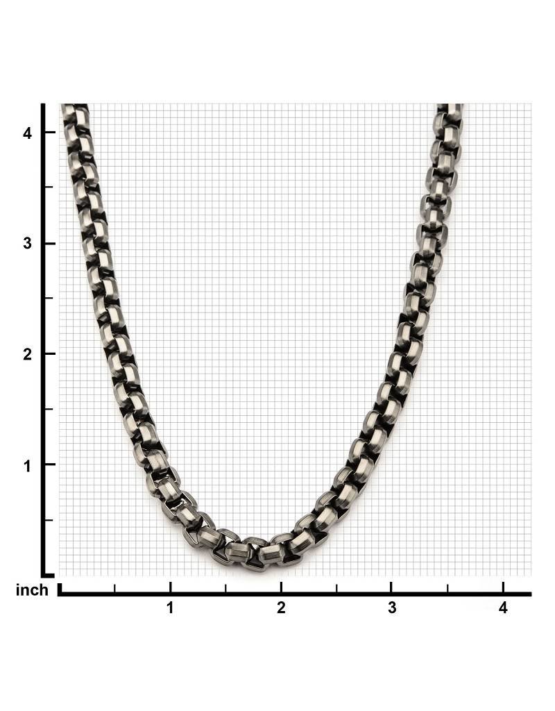 Men's 8mm Gunmetal Finish Stainless Steel Round Box Chain Link Necklace 24"