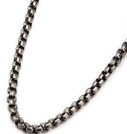 8mm Gunmetal Box Necklace 24"
