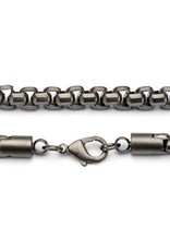 Men's 8mm Gunmetal Finish Stainless Steel Round Box Chain Link Necklace 24"