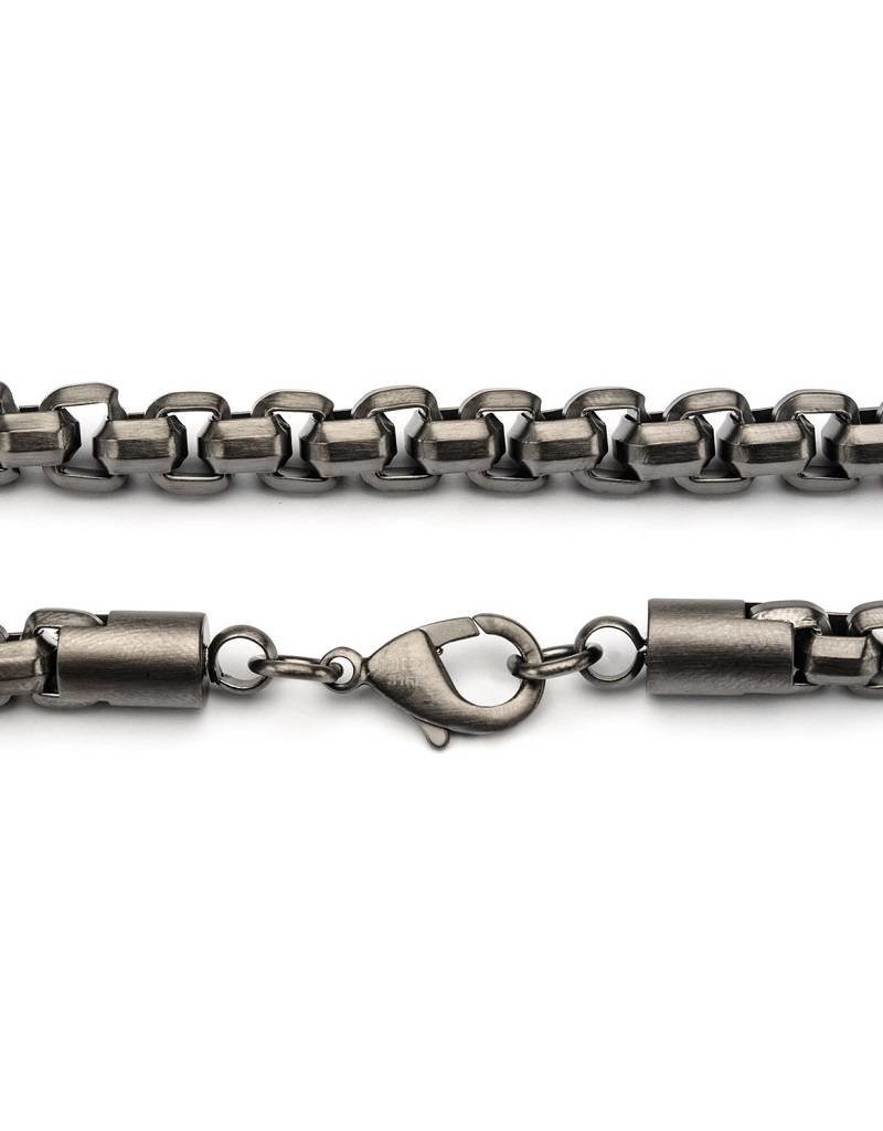 Men's 8mm Gunmetal Finish Stainless Steel Round Box Chain Link Necklace 24"