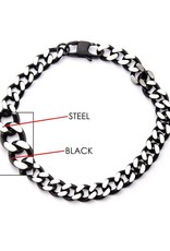 Men's Stainless Steel 7.5mm Curb Link Chain Bracelet with Black Edge Bracelet 8.5"