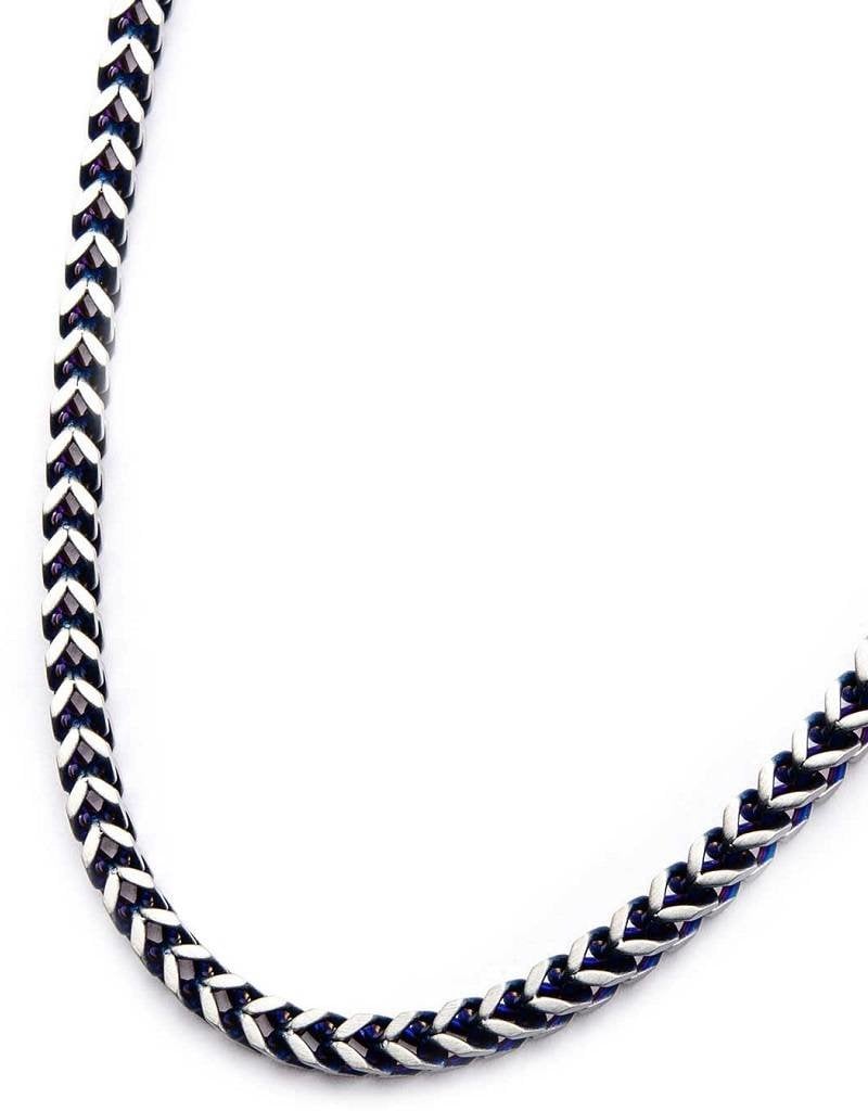 Denim Blue Beaded Necklace - Handmade Dumortierite Stone Mens Jewelry