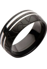 Men's Stainless Steel Black Band Ring Size 11