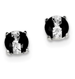 Black & White CZ Stud Earrings 7mm