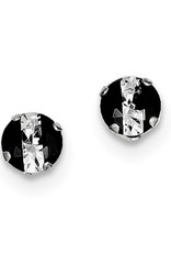 Sterling Silver 6mm Round Black and White CZ Stud Earrings