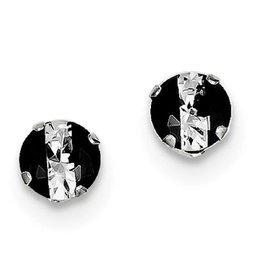 Black and White Cz Stud Earrings 6mm