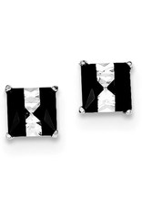 Sterling Silver 6mm Square Black & White Cubic Zirconia Stud Earrings