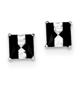 Black & White CZ Stud Earrings 6mm
