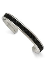 Men's Stainless Steel and Stingray Leather Cuff Bracelet