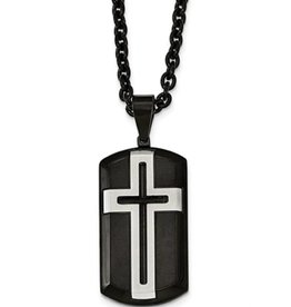 Black Cross Tag Necklace