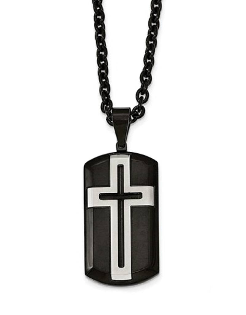 Black Cross Tag Necklace