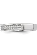 Sterling Silver Double Row Pave Cubic Zirconia Ring