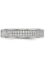 Sterling Silver Double Row Pave Cubic Zirconia Ring