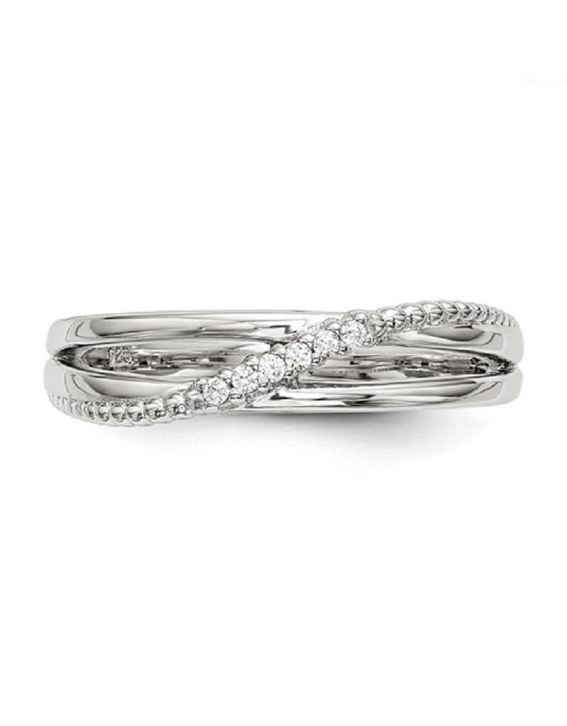 Sterling Silver Crossover Cubic Zirconia Ring
