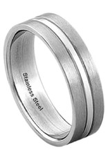 Men's Stainless Steel 5mm Flat Brushed Finish Band Ring
