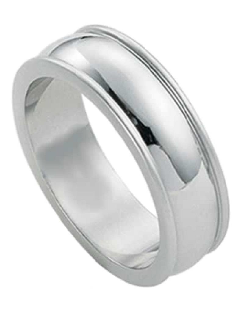 Men's Stainless Steel 7mm Wide Raised Edge Band Ring