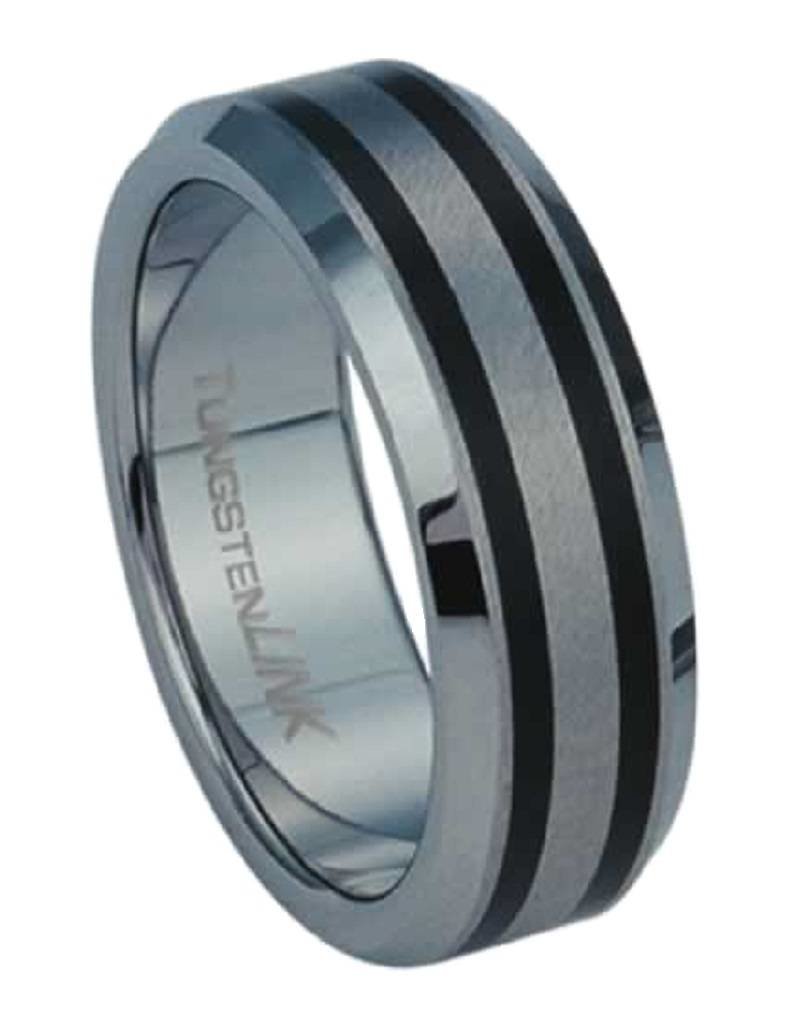 Men's 2-Line Tungsten Band Ring Size 8