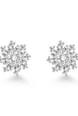 Sterling Silver Snowflake Cubic Zirconia Stud Earrings 10mm