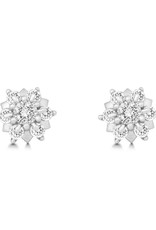 Sterling Silver Flower Cubic Zirconia Stud Earrings 7mm