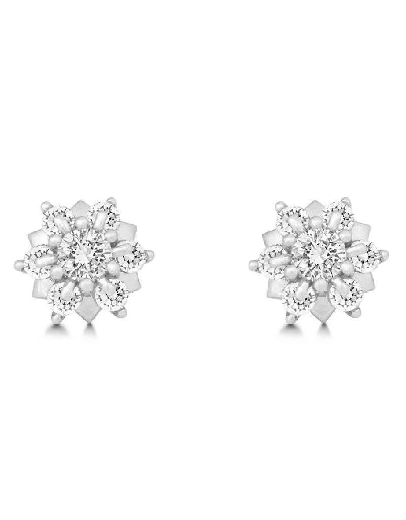 Sterling Silver Flower Cubic Zirconia Stud Earrings 7mm