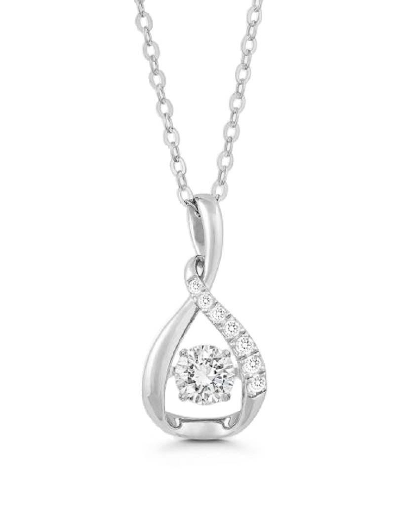 Sterling Silver Twist with Dancing Cubic Zirconia Necklace 18"