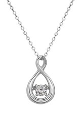 Sterling Silver Twist with Dancing Cubic Zirconia Necklace 18"