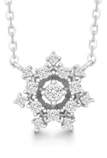 Sterling Silver Cubic Zirconia Snowflake Necklace 14"+1" Extender