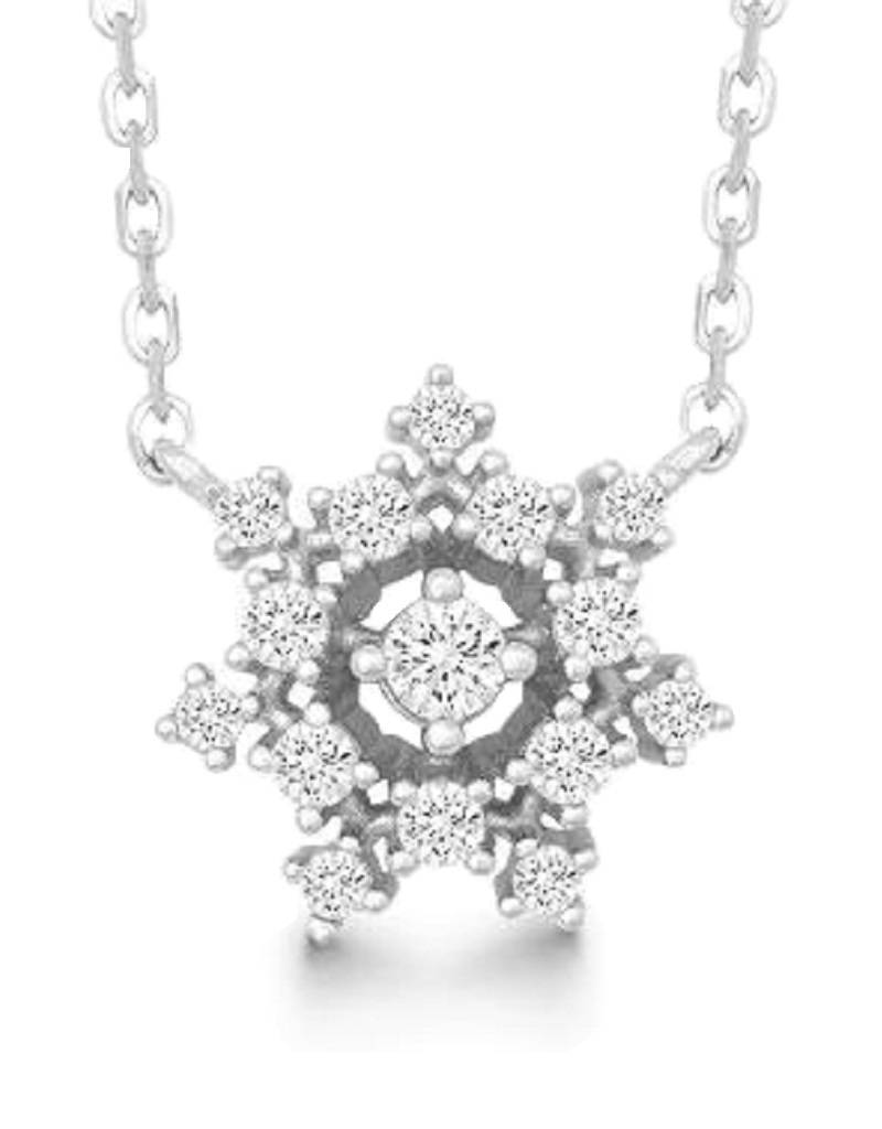 CZ Snowflake Necklace 14"+1"