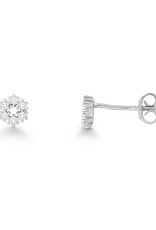 Sterling Silver Snowflake Cubic Zirconia Stud Earrings 6mm