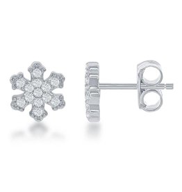 Snowflake CZ Stud Earrings 8mm