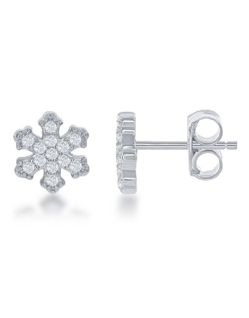 Snowflake CZ Stud Earrings 8mm