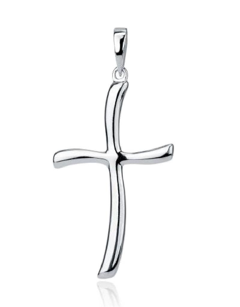 Sterling Silver Curved Cross Pendant 27mm