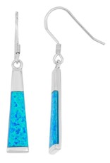 Sterling Silver Long Blue Opal Earrings 30mm