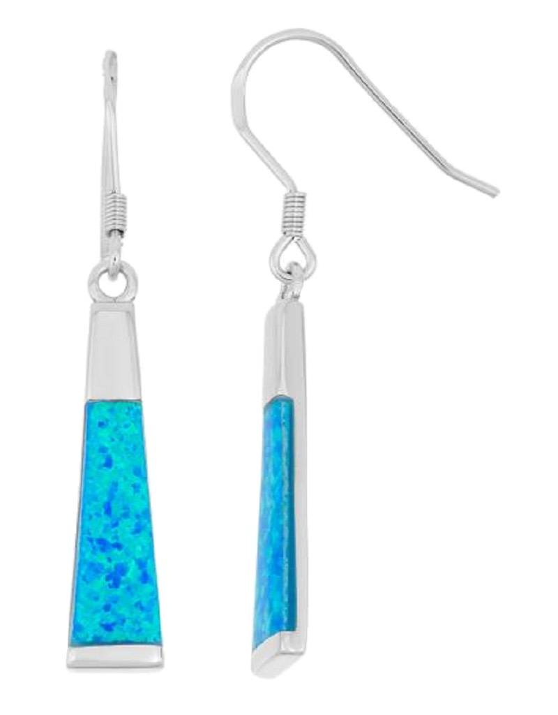Long Blue Opal Earrings 30mm
