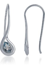 Sterling Silver Teardrop Blue Topaz Earrings 27mm