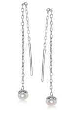 Sterling Silver 4.5mm Pearl Threader Earrings