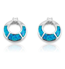 Loop Opal CZ Post Earrings 14mm
