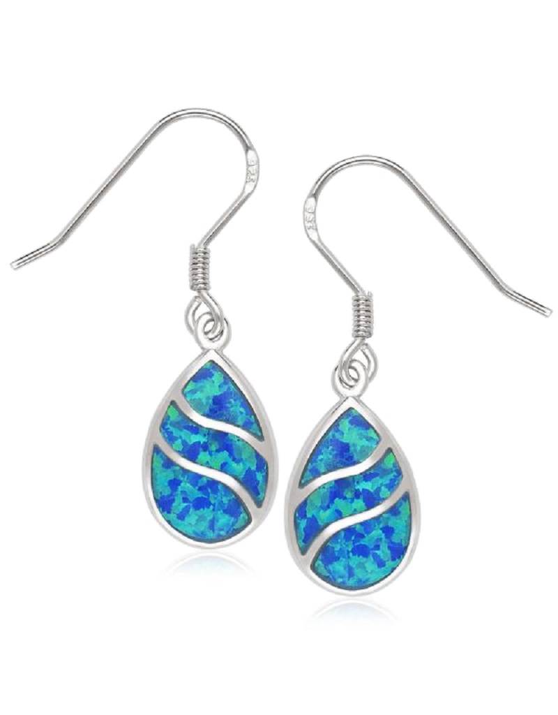 Teardrop Blue Opal Earrings 16mm