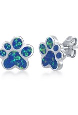 Sterling Silver Opal Paw Post Earrings 10mm