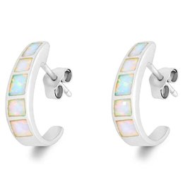 J-Shaped Opal Post Earrings 18mm