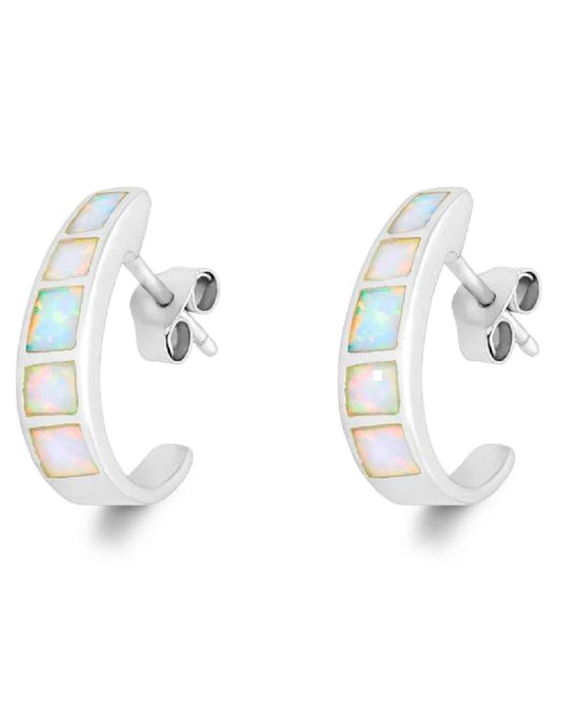 J-Shaped Opal Post Earrings 18mm