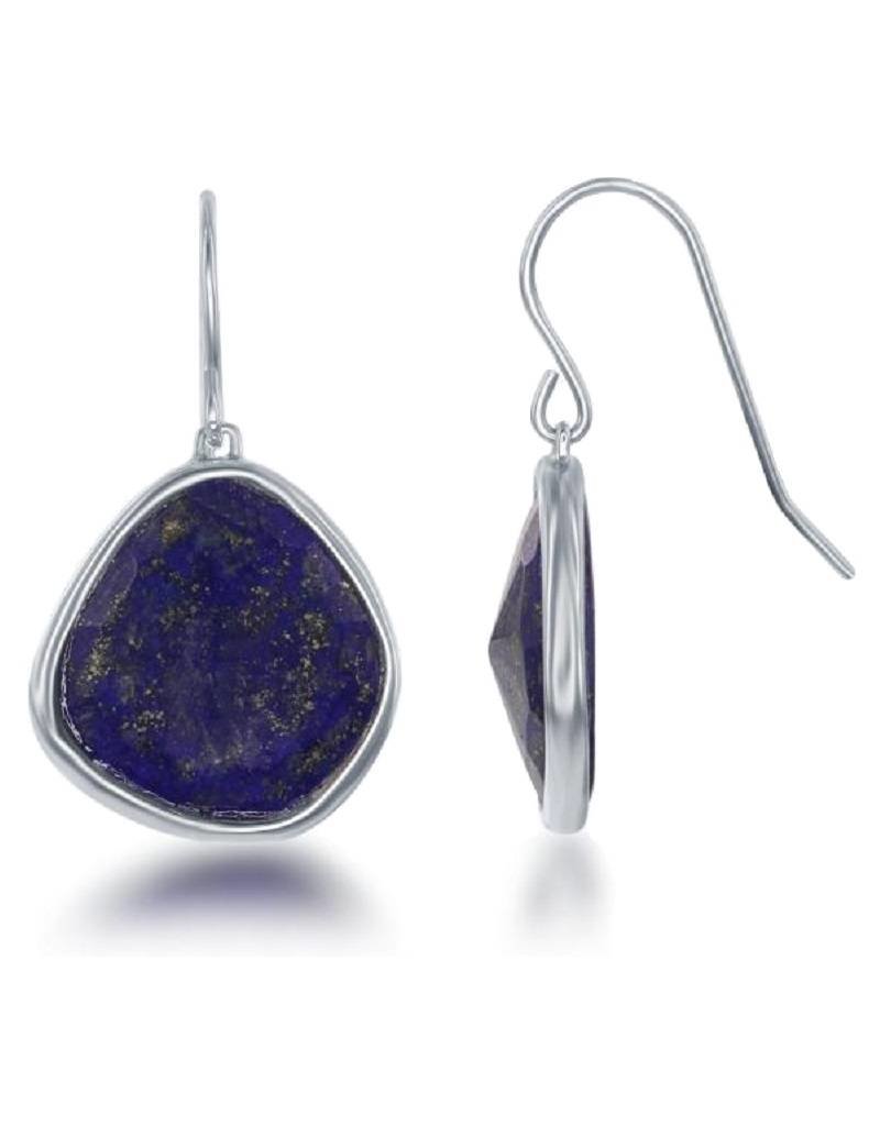 Sterling Silver Faceted Lapis Earrings 17mm