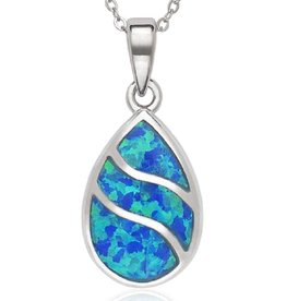 Teardrop Inlay Opal Necklace 18"