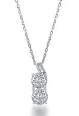 Sterling Silver "Us2gether" Round Cubic Zirconia Necklace 18"