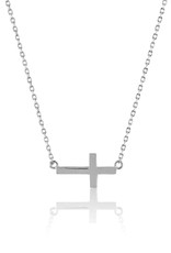 Sterling Silver Sideways Cross Necklace 14"+2" Extender